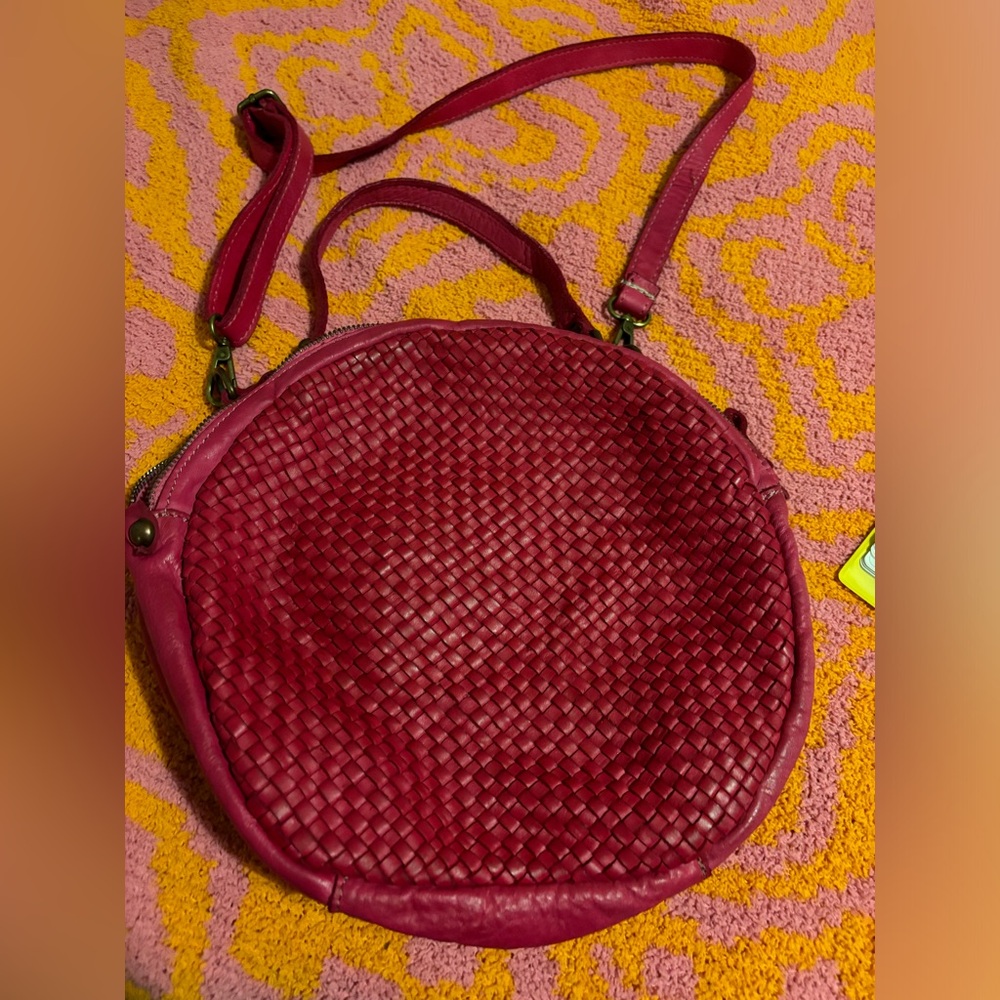 genuine italian leather round crossbody
